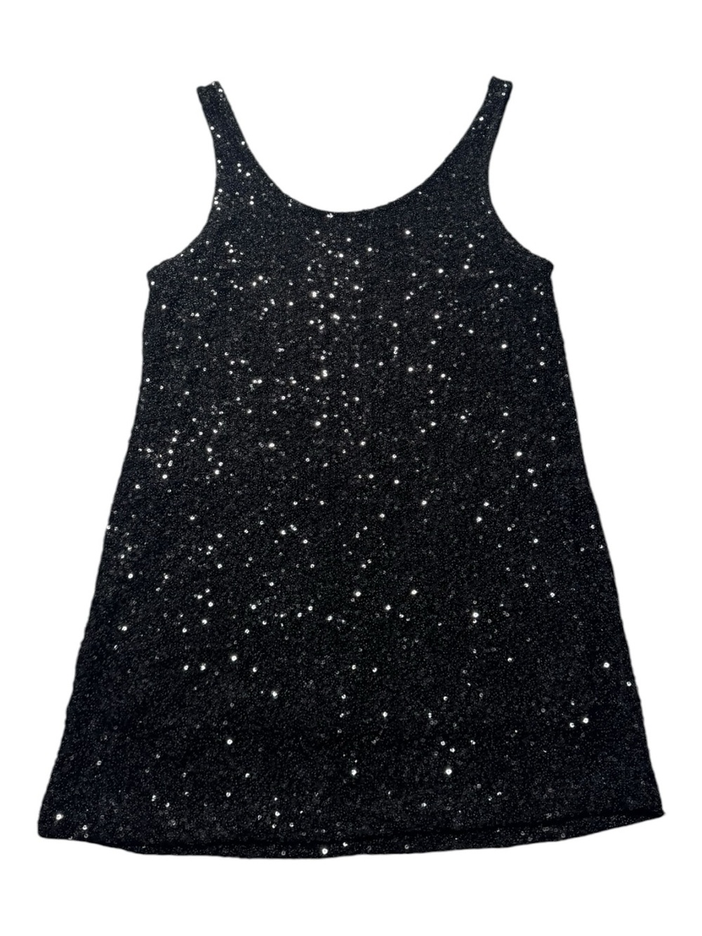 MIKUTA Women’s Small Black Sequined Tank Dress disco party event designer date